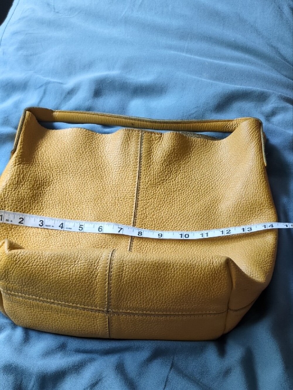 Mustard Yellow Leather Hobo Shoulder Bag - Women - Picture 9 of 14